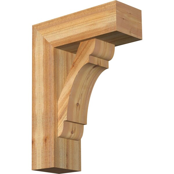 Ekena Millwork Olympic Block Rough Sawn Bracket w/ Offset Brace, Western Red Cedar, 8"W x 22"D x 30"H BKT0806X22X30OLY05RWR - main
